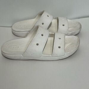 Crocs Unisex White Classic Two Strap Flat Slide Sandals Men's-5 Women's-7